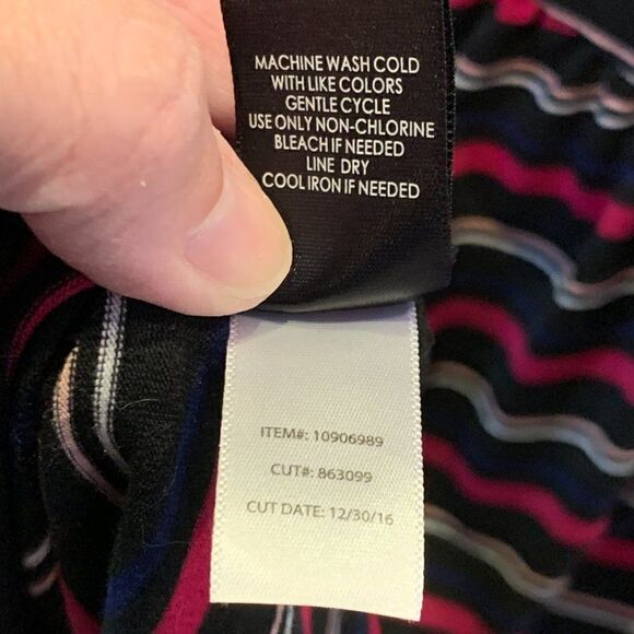 Torrid black navy and pink stripe sleeveless knit open back dress 1 - Picture 7 of 7